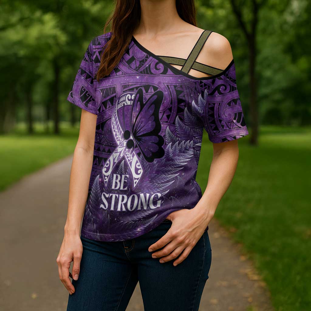 Lupus Awareness Month New Zealand Cross Shoulder Shirt Be Strong Warrior Maori Silver Fern LT14 - Polynesian Pride