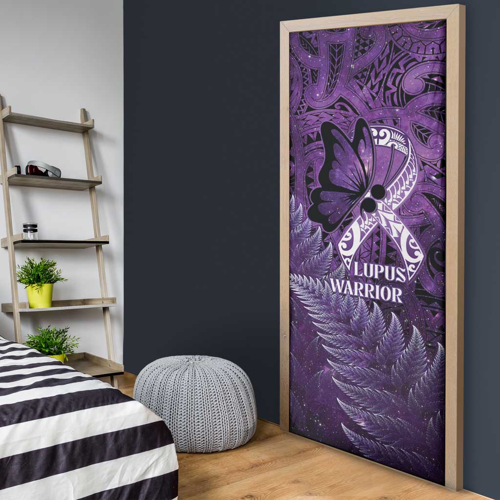 Lupus Awareness Month New Zealand Door Cover Be Strong Warrior Maori Silver Fern LT14 - Polynesian Pride