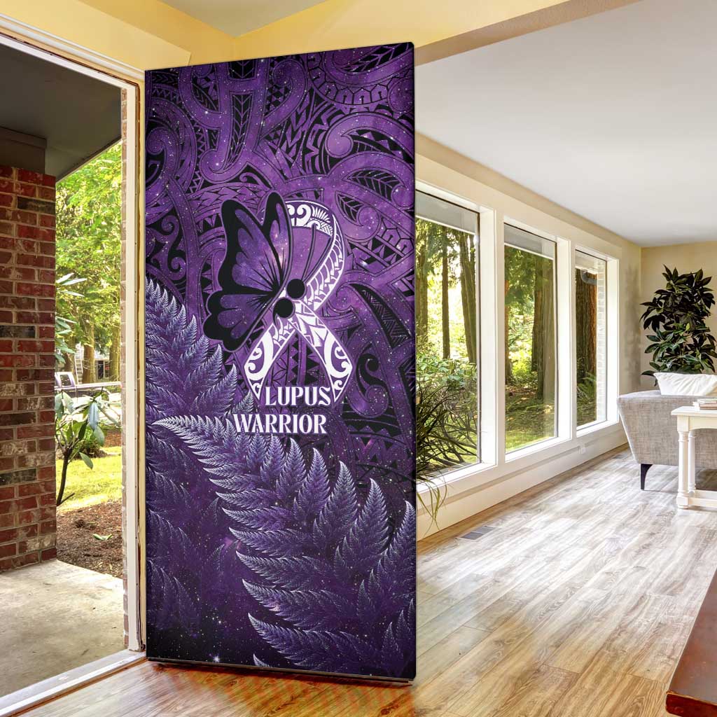 Lupus Awareness Month New Zealand Door Cover Be Strong Warrior Maori Silver Fern LT14 - Polynesian Pride