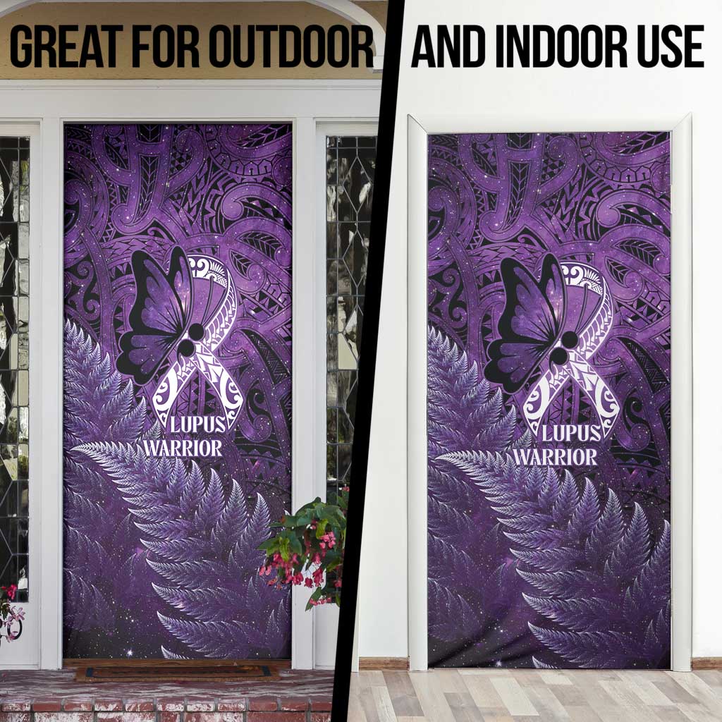 Lupus Awareness Month New Zealand Door Cover Be Strong Warrior Maori Silver Fern LT14 - Polynesian Pride