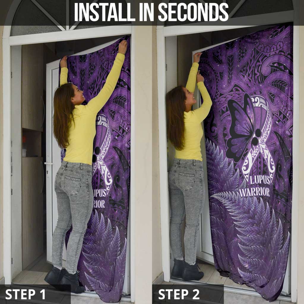 Lupus Awareness Month New Zealand Door Cover Be Strong Warrior Maori Silver Fern LT14 - Polynesian Pride