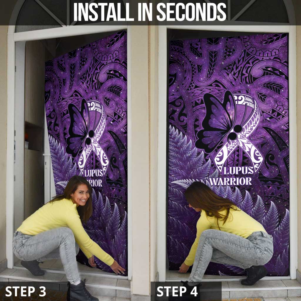 Lupus Awareness Month New Zealand Door Cover Be Strong Warrior Maori Silver Fern LT14 - Polynesian Pride