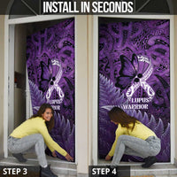 Lupus Awareness Month New Zealand Door Cover Be Strong Warrior Maori Silver Fern LT14 - Polynesian Pride