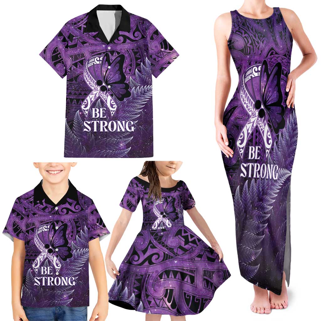 Lupus Awareness Month New Zealand Family Matching Tank Maxi Dress and Hawaiian Shirt Be Strong Warrior Maori Silver Fern LT14 - Polynesian Pride