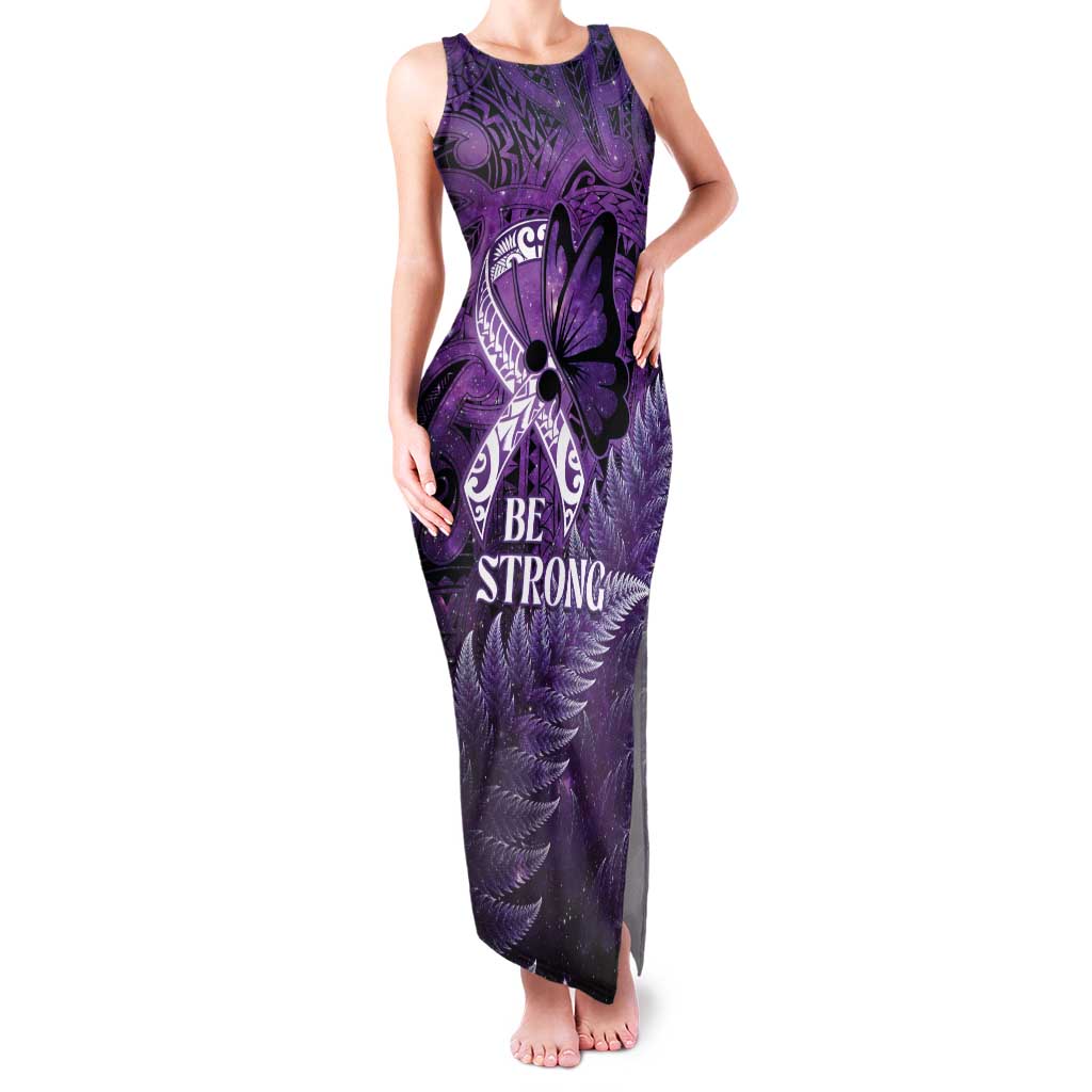 Lupus Awareness Month New Zealand Family Matching Tank Maxi Dress and Hawaiian Shirt Be Strong Warrior Maori Silver Fern LT14 Mom's Dress Purple - Polynesian Pride