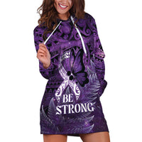 Lupus Awareness Month New Zealand Hoodie Dress Be Strong Warrior Maori Silver Fern LT14 Purple - Polynesian Pride