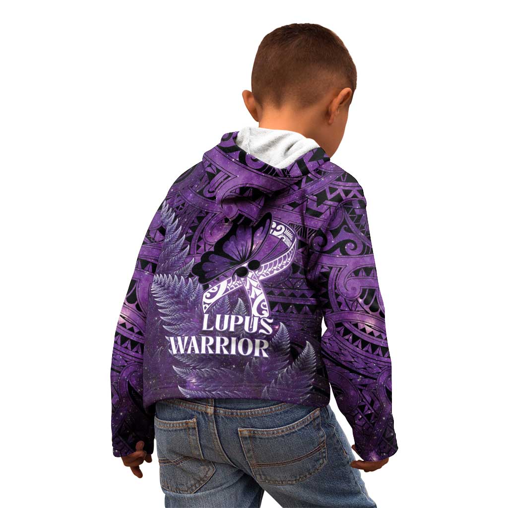 Lupus Awareness Month New Zealand Kid Hoodie Be Strong Warrior Maori Silver Fern LT14 - Polynesian Pride