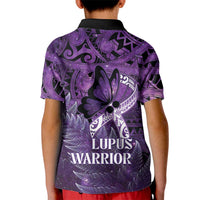 Lupus Awareness Month New Zealand Kid Polo Shirt Be Strong Warrior Maori Silver Fern LT14 - Polynesian Pride