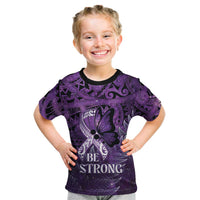 Lupus Awareness Month New Zealand Kid T Shirt Be Strong Warrior Maori Silver Fern LT14 Purple - Polynesian Pride