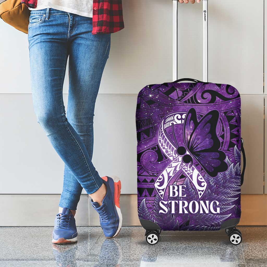 Lupus Awareness Month New Zealand Luggage Cover Be Strong Warrior Maori Silver Fern LT14 - Polynesian Pride