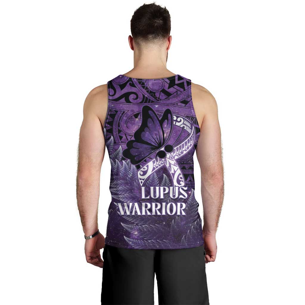 Lupus Awareness Month New Zealand Men Tank Top Be Strong Warrior Maori Silver Fern LT14 - Polynesian Pride