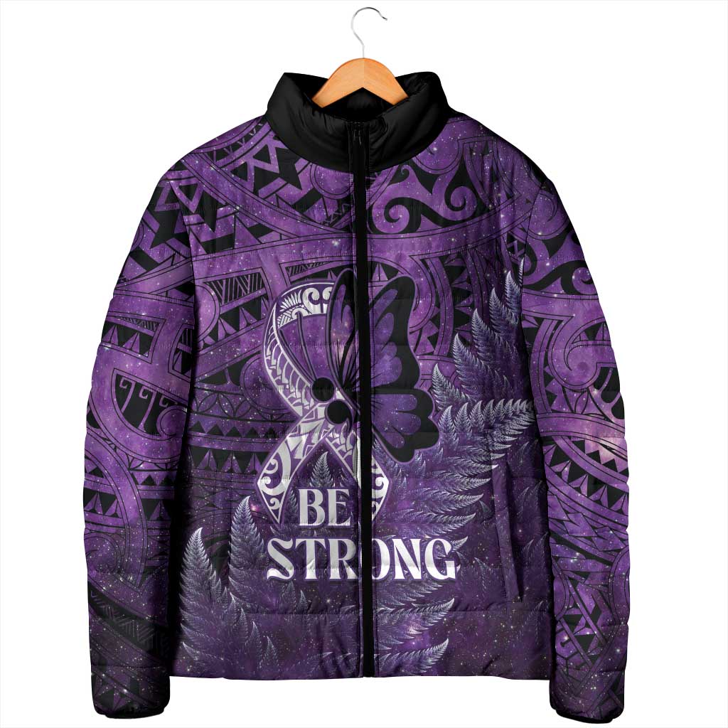 Lupus Awareness Month New Zealand Padded Jacket Be Strong Warrior Maori Silver Fern