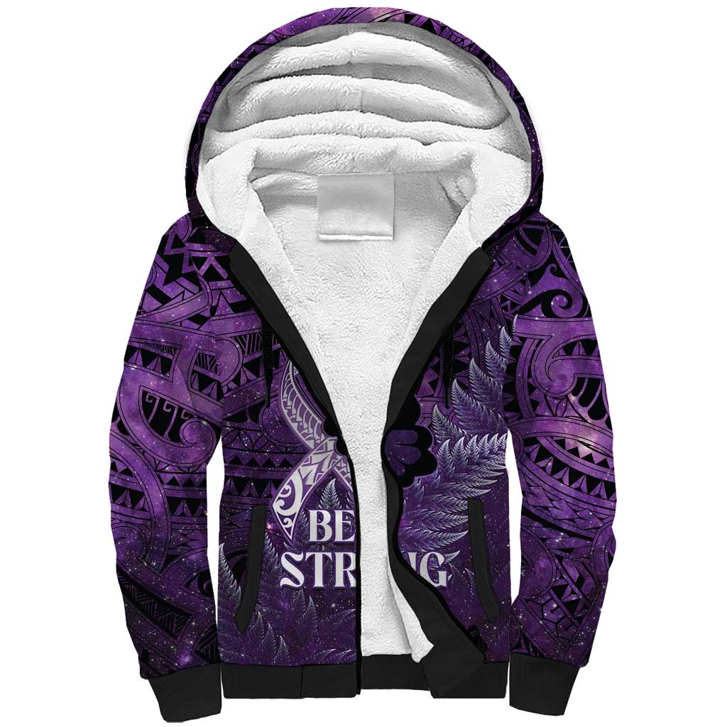 Lupus Awareness Month New Zealand Sherpa Hoodie Be Strong Warrior Maori Silver Fern LT14 Unisex Purple - Polynesian Pride