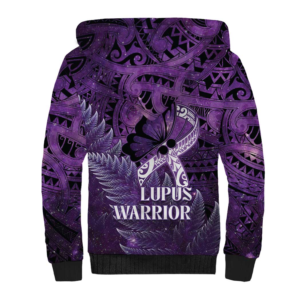 Lupus Awareness Month New Zealand Sherpa Hoodie Be Strong Warrior Maori Silver Fern LT14 - Polynesian Pride