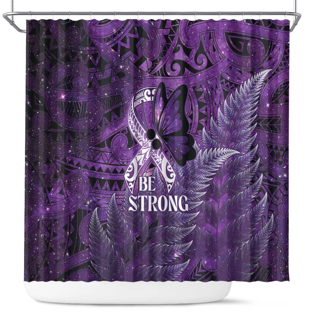 Lupus Awareness Month New Zealand Shower Curtain Be Strong Warrior Maori Silver Fern LT14 Purple - Polynesian Pride