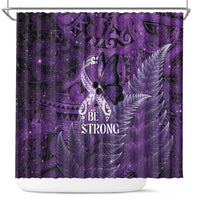 Lupus Awareness Month New Zealand Shower Curtain Be Strong Warrior Maori Silver Fern LT14 Purple - Polynesian Pride