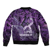 Lupus Awareness Month New Zealand Sleeve Zip Bomber Jacket Be Strong Warrior Maori Silver Fern