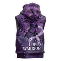 Lupus Awareness Month New Zealand Sleeveless Zip Hoodie Be Strong Warrior Maori Silver Fern LT14 - Polynesian Pride
