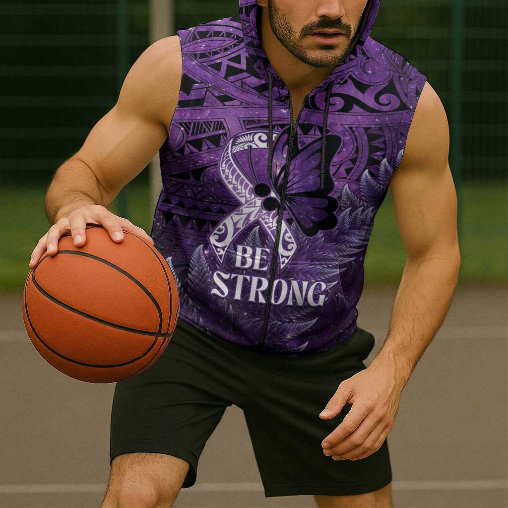 Lupus Awareness Month New Zealand Sleeveless Zip Hoodie Be Strong Warrior Maori Silver Fern LT14 - Polynesian Pride