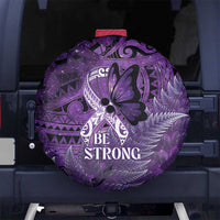 Lupus Awareness Month New Zealand Spare Tire Cover Be Strong Warrior Maori Silver Fern LT14 No hole Purple - Polynesian Pride