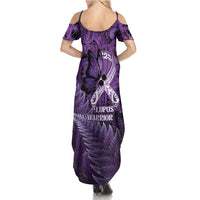 Lupus Awareness Month New Zealand Summer Maxi Dress Be Strong Warrior Maori Silver Fern LT14 - Polynesian Pride