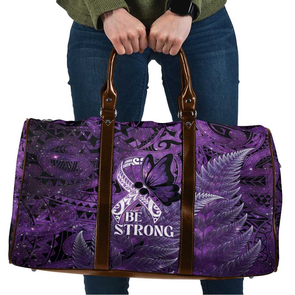 Lupus Awareness Month New Zealand Travel Bag Be Strong Warrior Maori Silver Fern LT14 Purple - Polynesian Pride