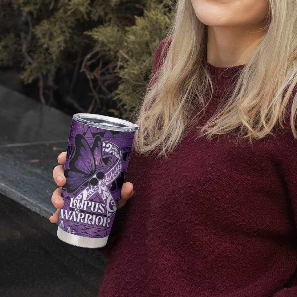 Lupus Awareness Month New Zealand Tumbler Cup Be Strong Warrior Maori Silver Fern LT14 - Polynesian Pride
