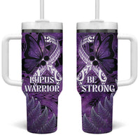 Lupus Awareness Month New Zealand Tumbler With Handle Be Strong Warrior Maori Silver Fern LT14 One Size: 40 oz Purple - Polynesian Pride