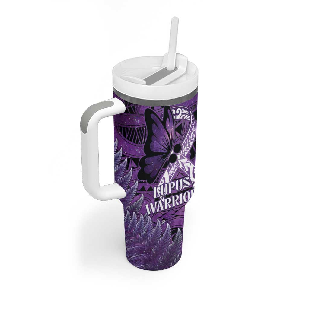 Lupus Awareness Month New Zealand Tumbler With Handle Be Strong Warrior Maori Silver Fern LT14 - Polynesian Pride