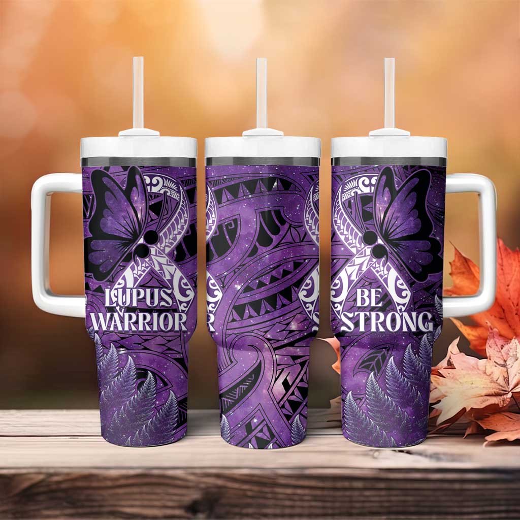 Lupus Awareness Month New Zealand Tumbler With Handle Be Strong Warrior Maori Silver Fern LT14 - Polynesian Pride