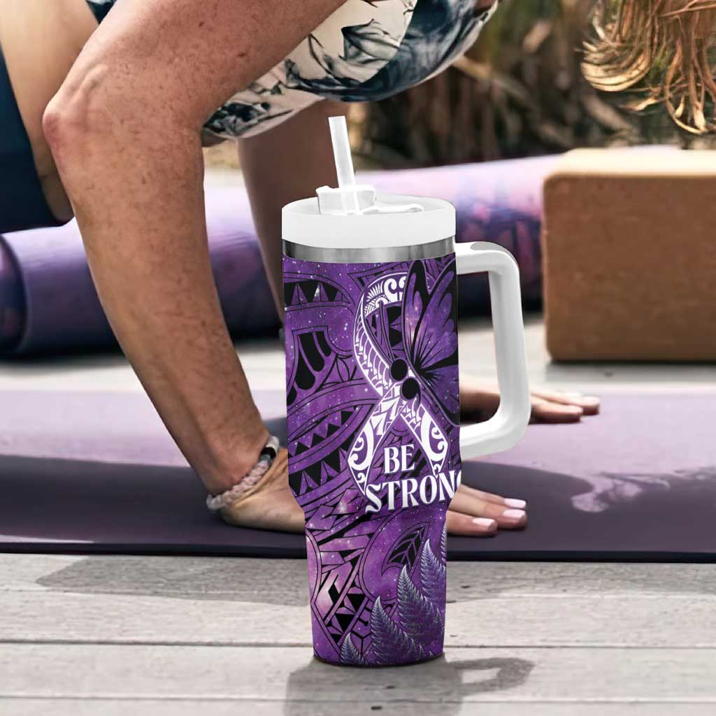 Lupus Awareness Month New Zealand Tumbler With Handle Be Strong Warrior Maori Silver Fern LT14 - Polynesian Pride
