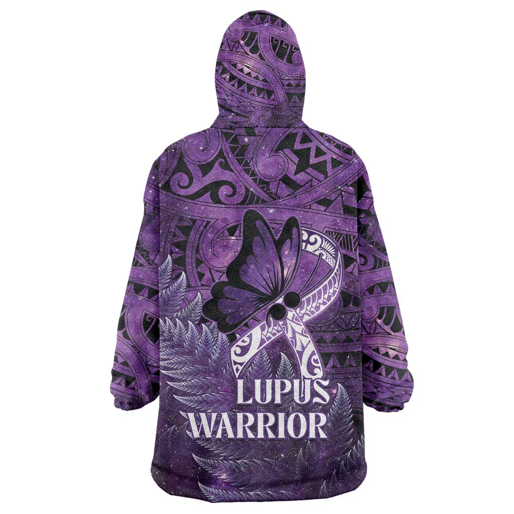 Lupus Awareness Month New Zealand Wearable Blanket Hoodie Be Strong Warrior Maori Silver Fern LT14 - Polynesian Pride