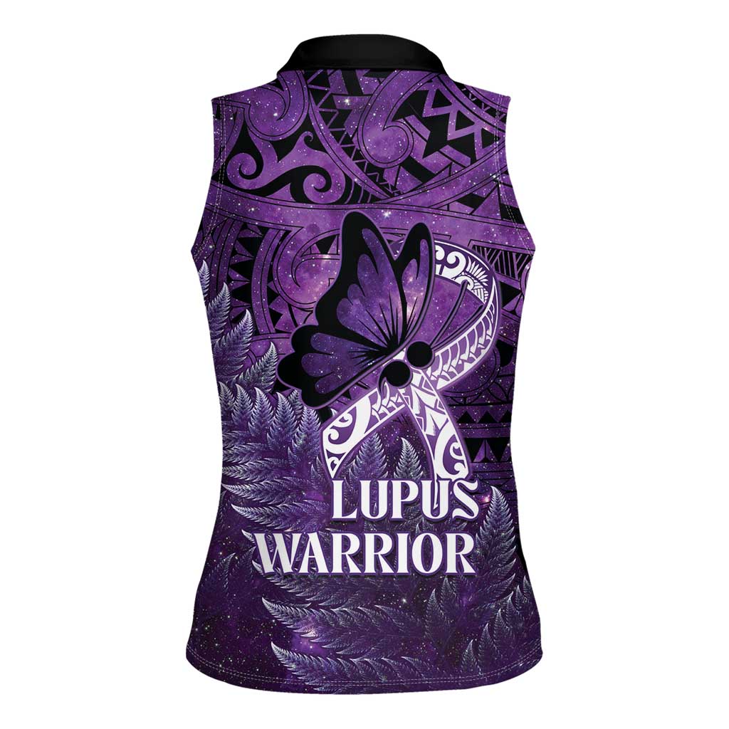 Lupus Awareness Month New Zealand Women Sleeveless Polo Shirt Be Strong Warrior Maori Silver Fern LT14 - Polynesian Pride