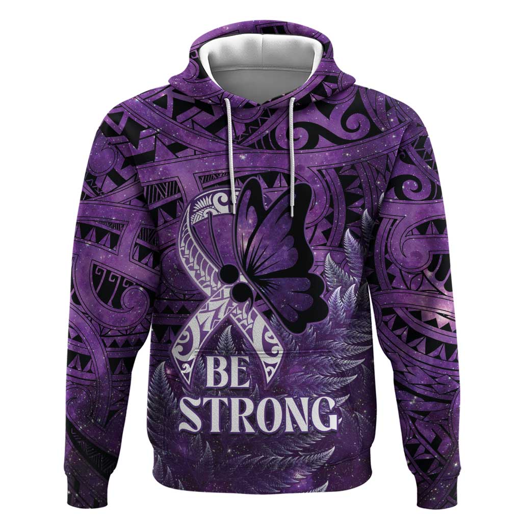 Lupus Awareness Month New Zealand Zip Hoodie Be Strong Warrior Maori Silver Fern LT14 Pullover Hoodie Purple - Polynesian Pride