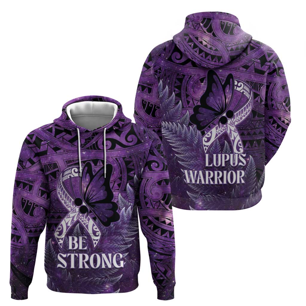 Lupus Awareness Month New Zealand Zip Hoodie Be Strong Warrior Maori Silver Fern LT14 - Polynesian Pride