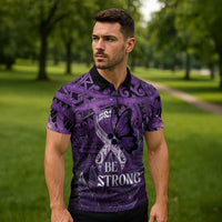 Lupus Awareness Month New Zealand Zipper Polo Shirt Be Strong Warrior Maori Silver Fern LT14 - Polynesian Pride