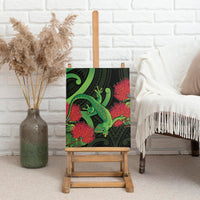 New Zealand Gecko Canvas Wall Art Aotearoa Maori With Pohutukawa Flowers LT14 - Polynesian Pride