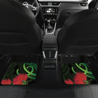 New Zealand Gecko Car Mats Aotearoa Maori With Pohutukawa Flowers LT14 Set 2pcs - Back Black - Polynesian Pride