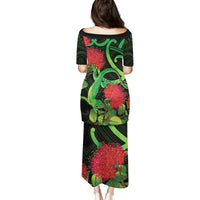 New Zealand Gecko Family Matching Puletasi and Hawaiian Shirt Aotearoa Maori With Pohutukawa Flowers LT14 - Polynesian Pride