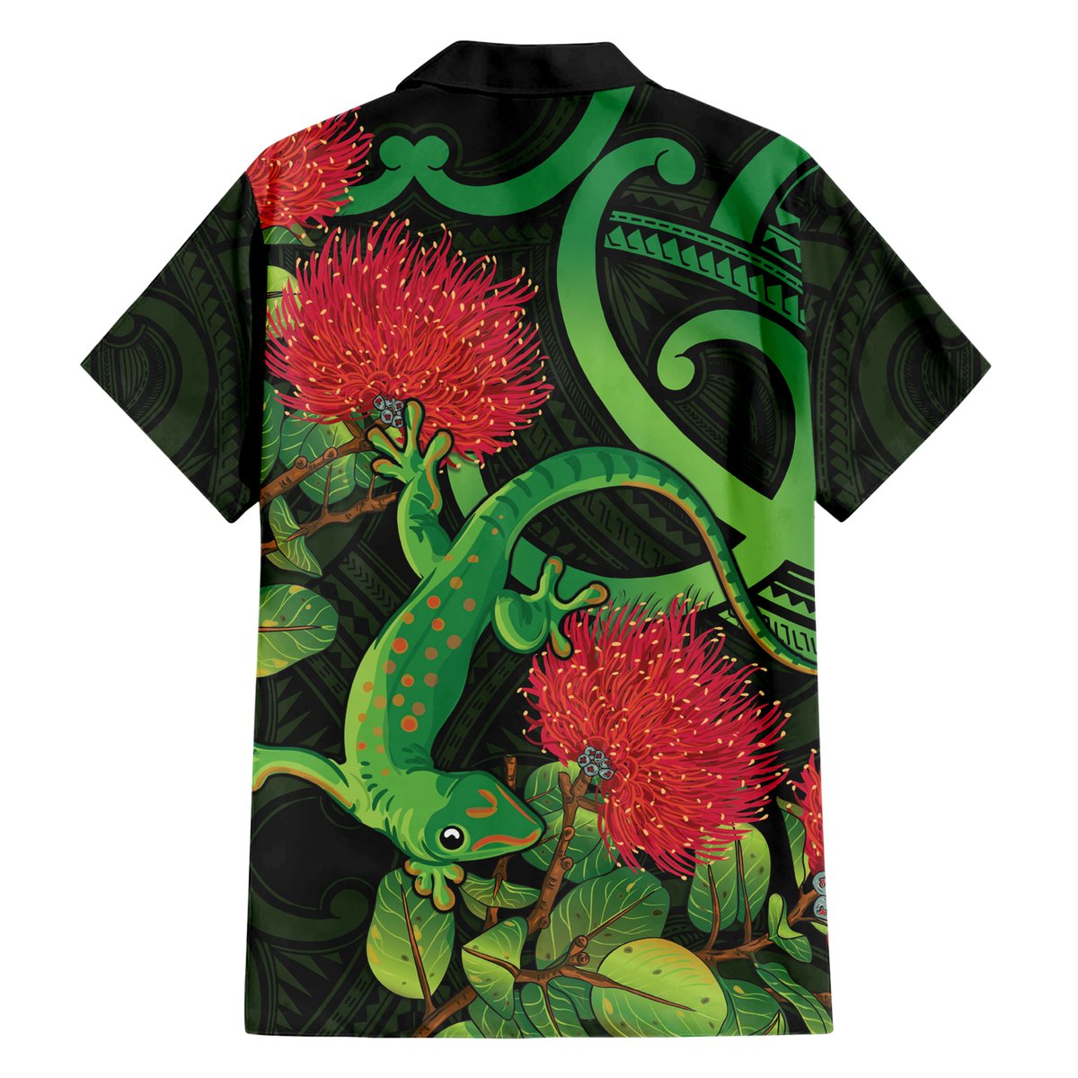 New Zealand Gecko Hawaiian Shirt Aotearoa Maori With Pohutukawa Flowers LT14 - Polynesian Pride