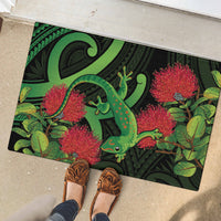 New Zealand Gecko Rubber Doormat Aotearoa Maori With Pohutukawa Flowers LT14 - Polynesian Pride