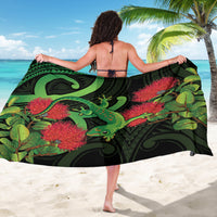 New Zealand Gecko Sarong Aotearoa Maori With Pohutukawa Flowers LT14 - Polynesian Pride