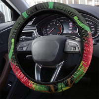 New Zealand Gecko Steering Wheel Cover Aotearoa Maori With Pohutukawa Flowers LT14 - Polynesian Pride