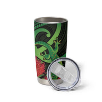 New Zealand Gecko Tumbler Cup Aotearoa Maori With Pohutukawa Flowers LT14 - Polynesian Pride