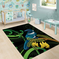 New Zealand Tui Bird Area Rug Aotearoa Maori With Kowhai Flowers LT14 - Polynesian Pride