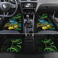 New Zealand Tui Bird Car Mats Aotearoa Maori With Kowhai Flowers LT14 Set 4pcs Black - Polynesian Pride