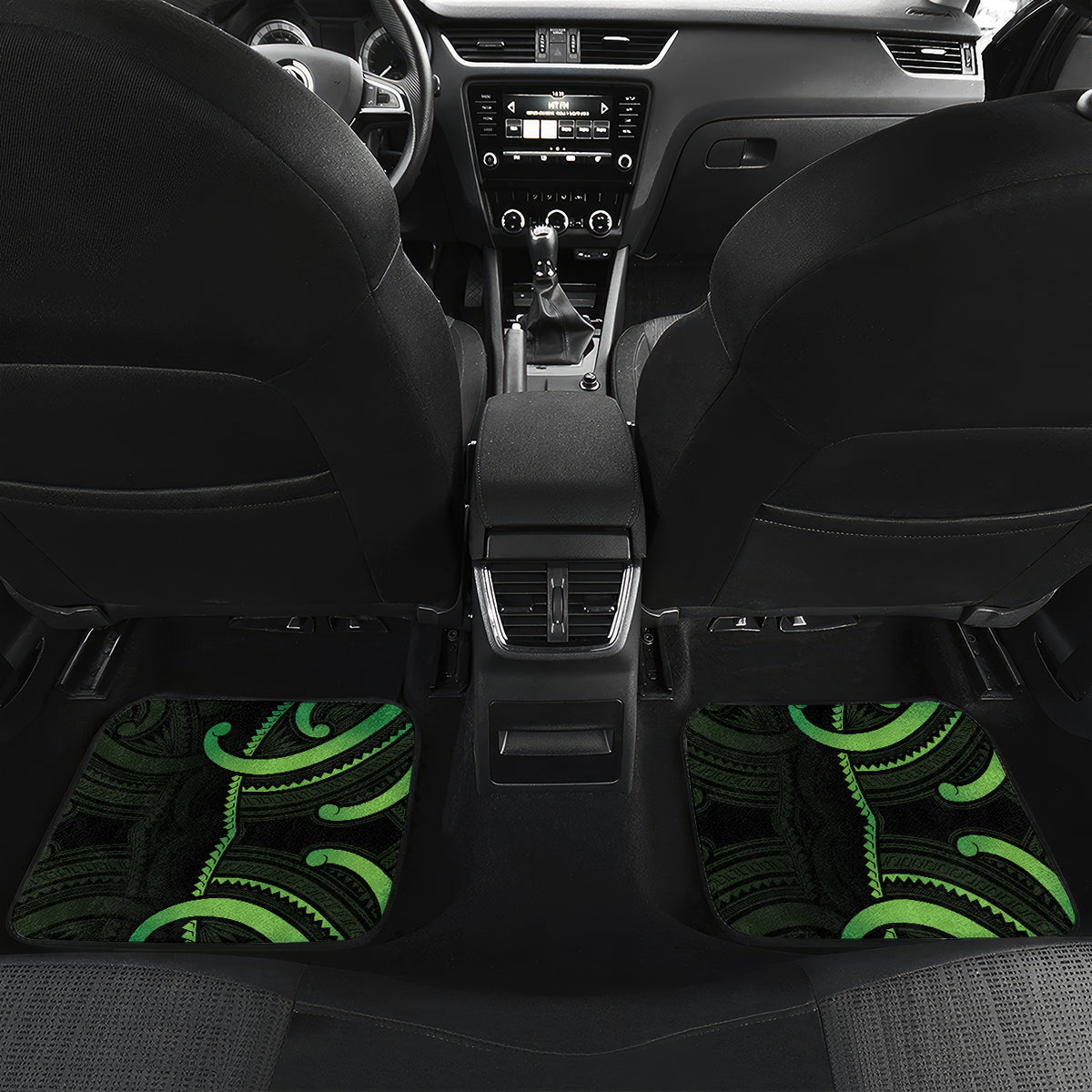 New Zealand Tui Bird Car Mats Aotearoa Maori With Kowhai Flowers LT14 Set 2pcs - Back Black - Polynesian Pride