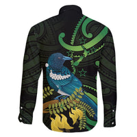 New Zealand Tui Bird Family Matching Off Shoulder Short Dress and Hawaiian Shirt Aotearoa Maori With Kowhai Flowers LT14 - Polynesian Pride