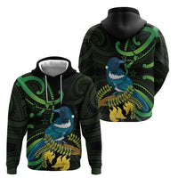 New Zealand Tui Bird Hoodie Aotearoa Maori With Kowhai Flowers LT14 - Polynesian Pride