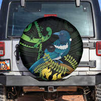 New Zealand Tui Bird Spare Tire Cover Aotearoa Maori With Kowhai Flowers LT14 Black - Polynesian Pride